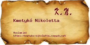 Kmetykó Nikoletta névjegykártya